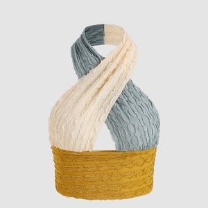 Multicoloured Crop Halter Top, XL